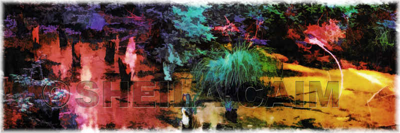 An abstract digital painting of a Florida bog thumbnail