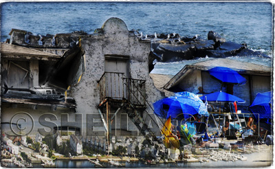 A montage of beach scenes