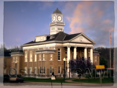 Digital watercolor of courthouse in Elizabeth, WV