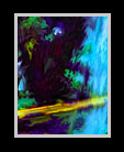 First of a series of digital oil paintings of different views of a moody blue wooded waterfall landscape thumbnail