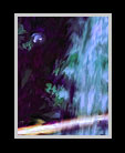 Second of a series of digital oil paintings of different views of a moody blue wooded waterfall landscape thumbnail