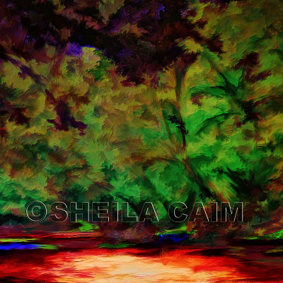 Sixth of a series of digital oil paintings of different views of a vivid landscape