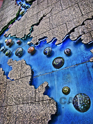 Glass globes in a wall