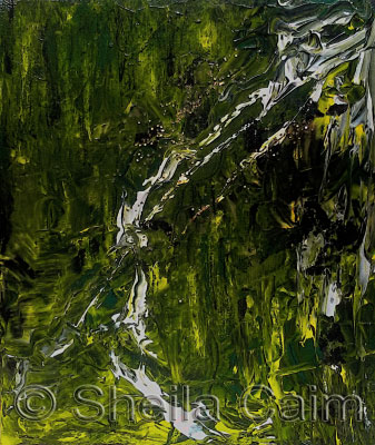small image of an abstract painting of a rainforest