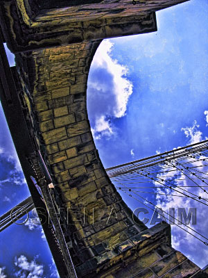 A view of the oldest suspension bridge in the US